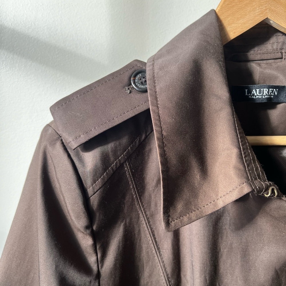 RALPH LAUREN Brown Double-Breasted Trench‎ Coat Water Resistant Classic XL - Picture 4 of 7